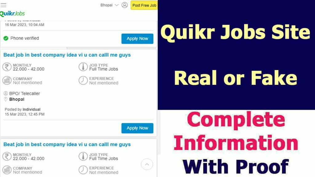 Quikr Jobs Site Review